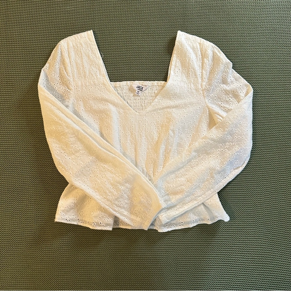 Chic White Eyelet Blouse for Women